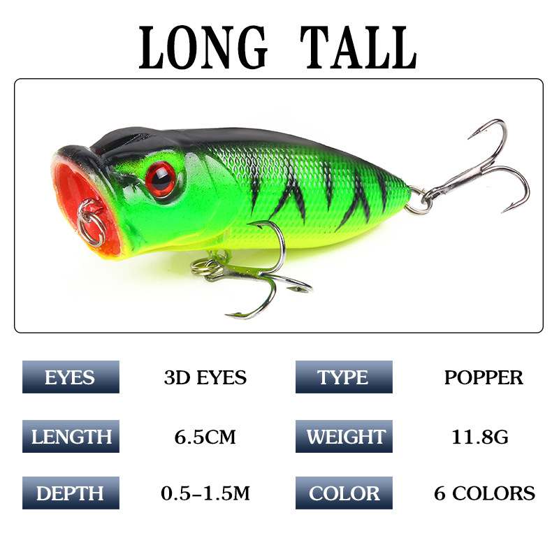 6 шт. 6 цветов (мешок opp)/5 ш – обзор и цена Fishing Lure Topwater